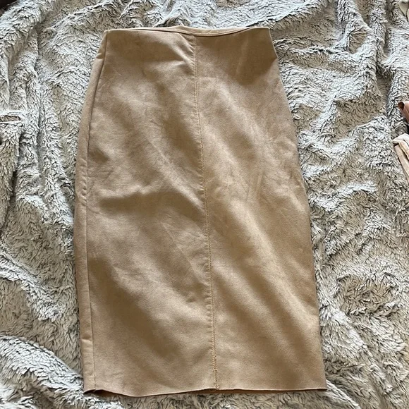 naked wardrobe Tan Faux Suede Two-Piece Dress - Picture 5 of 6